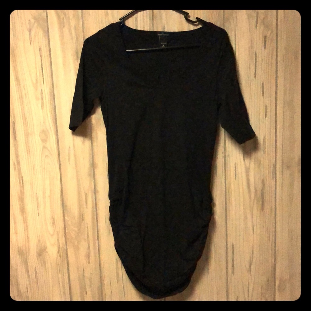 Long black v-neck babydoll tight fit